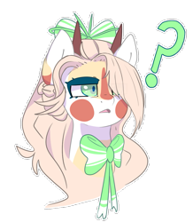 Size: 1035x1186 | Tagged: safe, artist:umbreow, pony, bust, female, horns, mare, neck bow, portrait, simple background, solo, transparent background