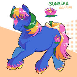 Size: 1280x1280 | Tagged: safe, artist:poniesart, oc, oc only, oc:sunbeau, earth pony, pony, coat markings, earth pony oc, facial markings, pronouns, solo, star (coat marking)