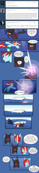 Size: 1279x5581 | Tagged: safe, artist:juanrock, oc, oc:razor graze, oc:silk mirage, pony, unicorn, asphyxiation, boat, comic, dialogue, drowning, duo, magic, speech bubble, swimming, tumblr, underwater, water, wet, wet mane