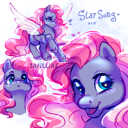 Size: 2000x2000 | Tagged: safe, artist:zatillias, starsong, pegasus, pony, g3, female, high res, mare, name, solo, starry eyes, text, wingding eyes