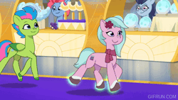 Size: 520x293 | Tagged: safe, screencap, dahlia, luminous dazzle, strawberry mark, earth pony, pegasus, pony, g5, moon festival, my little pony: tell your tale, spoiler:g5, spoiler:my little pony: tell your tale, spoiler:tyts01e59, animated, earth pony magic, female, gif, magic, mare, open mouth, pinpoint eyes, tentacles, trio, trio female, unnamed character, unnamed pony