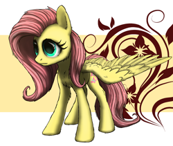 Size: 880x741 | Tagged: safe, artist:solixy406, fluttershy, pegasus, pony, g4, chest fluff, simple background, solo, spread wings, standing, wings