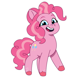 Size: 1200x1200 | Tagged: safe, artist:prixy05, pinkie pie, earth pony, pony, g4, g5, my little pony: tell your tale, g4 to g5, generation leap, open mouth, open smile, simple background, smiling, solo, transparent background, vector