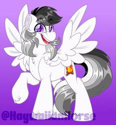 Size: 1600x1724 | Tagged: safe, artist:thehaywaiianhorse, oc, oc only, oc:campfire, pegasus, pony, gradient background, solo