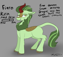 Size: 2098x1905 | Tagged: safe, artist:xyi, oc, oc only, oc:fiero, kirin, cloven hooves, gradient background, grammar error, implied vore, looking at you, male, solo