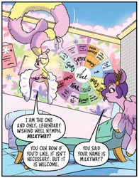 Size: 750x959 | Tagged: safe, artist:amy mebberson, idw, milkyway, pipp petals, pegasus, pony, wishing well nymph, g5, spoiler:comic, spoiler:g5comic, spoiler:g5comic16, chart, dialogue, duo, female, mare, speech bubble