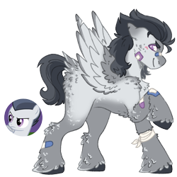 Size: 1000x1000 | Tagged: safe, artist:kazmuun, rumble, pegasus, pony, series:kazmuun's drawing every pony, g4, alternate design, bandage, bandaged leg, bandaid, bandaid on nose, butt feathers, butt fluff, chest fluff, colt, concave belly, determined look, ears back, fluffy, foal, leg fluff, male, raised hoof, redesign, screencap reference, shoulder fluff, simple background, solo, spread wings, standing, torn ear, transparent background, unshorn fetlocks, white pupils, wings