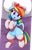 Size: 2135x3291 | Tagged: safe, artist:pabbley, rainbow dash, pegasus, pony, g4, :3, bed, behaving like a cat, belly, belly button, cat ears, cat socks, choker, clothes, cute, cute little fangs, dashabetes, fangs, high res, looking at you, lying down, on back, on bed, paw socks, pillow, rainbow cat, round belly, socks, solo, stockings, thigh highs