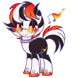 Size: 1943x1999 | Tagged: safe, artist:vi45, oc, oc only, pony, unicorn, g4, choker, colored sclera, female, mare, multicolored coat, multicolored hair, multicolored mane, multicolored tail, red eyes, simple background, solo, spiked choker, sunglasses, tail, tomboy, white background, yellow sclera