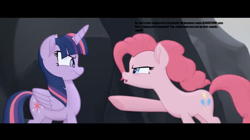 Size: 1332x744 | Tagged: safe, edit, edited screencap, screencap, pinkie pie, twilight sparkle, alicorn, earth pony, pony, g4, my little pony: the movie, comic, crossover, miguel o'hara, miles morales, parody, screencap comic, spider-man 2099, spider-man: across the spider-verse, twilight sparkle (alicorn)