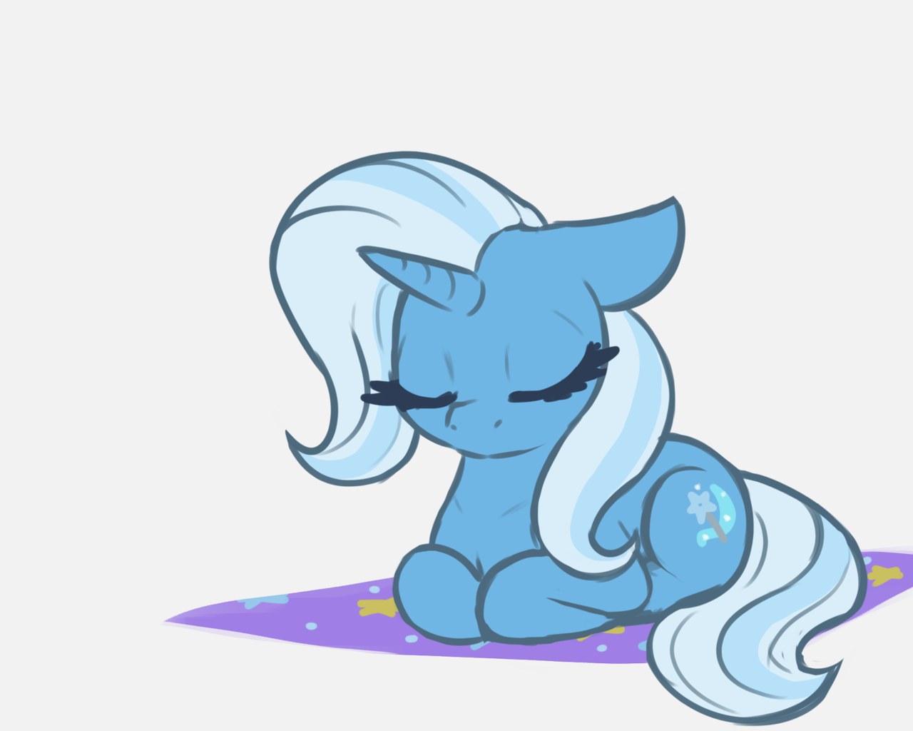 [cape,clothes,cute,eyes closed,female,mare,missing accessory,pony,ponyloaf,prone,safe,simple background,sleeping,solo,trixie,trixie's cape,unicorn,white background,behaving like a cat,lying down,derpibooru exclusive,diatrixes,artist:t72b]