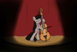 Size: 1500x1000 | Tagged: safe, artist:dshou, octavia melody, earth pony, pony, g4, cello, colored sketch, eyes closed, female, mare, musical instrument, sketch, smiling, solo, spotlight