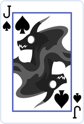 Size: 2000x2936 | Tagged: safe, artist:parclytaxel, pony of shadows, alicorn, pony, series:parcly's pony pattern playing cards, g4, high res, jack of spades, lineless, male, open mouth, playing card, rotational symmetry, smiling, solo, vector