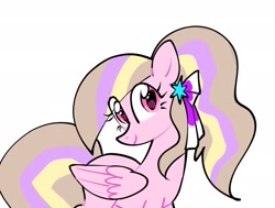 Size: 2048x1551 | Tagged: safe, artist:petaltwinkle, oc, oc only, oc:petal twinkle, pegasus, pony, eye clipping through hair, female, looking at you, mare, simple background, smiling, smiling at you, solo, white background