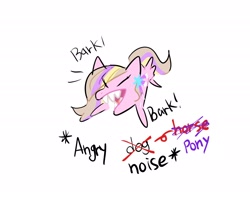 Size: 2048x1620 | Tagged: safe, oc, oc only, oc:petal twinkle, pegasus, pony, barking, behaving like a dog, descriptive noise, eyes closed, female, mare, open mouth, simple background, solo, white background