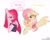 Size: 2048x1620 | Tagged: safe, artist:petaltwinkle, fluttershy, pinkie pie, earth pony, pegasus, pony, g4, alternate hairstyle, book, bracelet, dialogue, duo, eyeshadow, female, floppy ears, jewelry, makeup, mane swap, mare, one eye closed, personality swap, simple background, smiling, speech bubble, white background