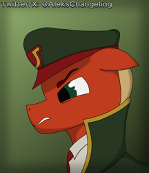 Size: 1280x1480 | Tagged: safe, artist:alejandrogmj, sprout cloverleaf, earth pony, pony, g5, clothes, emperor sprout, gradient background, military uniform, unamused, uniform