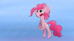 Size: 1960x1080 | Tagged: safe, artist:dshou, pinkie pie, earth pony, pony, g4, :d, ear flick, female, flying, mare, open mouth, open smile, smiling, solo