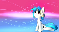 Size: 1960x1080 | Tagged: safe, artist:dshou, dj pon-3, vinyl scratch, pony, unicorn, g4, backbend, ear piercing, earring, female, horn, horn ring, jewelry, mare, piercing, ring, sitting, smiling, solo