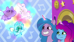 Size: 1280x720 | Tagged: safe, screencap, izzy moonbow, misty brightdawn, pony, raccoon, raccoonicorn, unicorn, g5, my little pony: tell your tale, scents of adventure, spoiler:tyts01e60, female, mare, rebirth misty