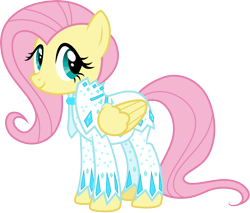 Size: 3529x3000 | Tagged: safe, artist:cloudy glow, fluttershy, pegasus, pony, g4, green isn't your color, .ai available, clothes, female, folded wings, high res, looking at you, mare, nudie suit, simple background, smiling, smiling at you, solo, standing, three quarter view, transparent background, vector, wings