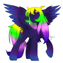 Size: 2480x2480 | Tagged: safe, artist:sinrinf, oc, oc only, oc:avra, pegasus, pony, colored wings, gradient hooves, gradient mane, gradient tail, gradient wings, high res, simple background, solo, spread wings, tail, transparent background, wings