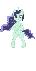 Size: 2079x4096 | Tagged: safe, artist:princessmoonlove, oc, oc only, oc:princess moonlove, alicorn, pony, alicorn oc, ankha zone, bipedal, crossed arms, ethereal mane, ethereal tail, female, horn, lidded eyes, mare, meme, missing accessory, recolor, simple background, solo, tail, transparent background, unamused, wings