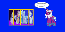 Size: 926x464 | Tagged: safe, artist:alexarmstrong2287, edit, edited screencap, editor:alexarmstrong2287, screencap, izzy moonbow, pipp petals, sunny starscout, zipp storm, alicorn, earth pony, pegasus, pony, unicorn, g5, my little pony: tell your tale, spoiler:g5, bad end, episode needed, female, frozen, mane stripe sunny, mare, simple background, text