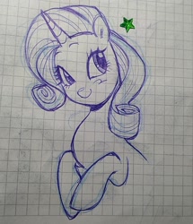 Size: 1440x1673 | Tagged: safe, artist:dulcesilly_, rarity, pony, g4, blushing, cute, graph paper, photo, raribetes, sketch, smiling, solo, stars, traditional art