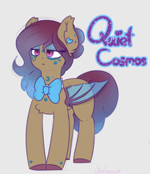 Size: 1280x1482 | Tagged: safe, artist:umbreow, oc, oc:quiet cosmos, bat pony, pony, bowtie, female, mare, simple background, solo