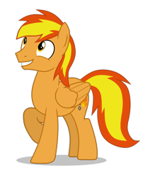 Size: 3600x4460 | Tagged: safe, artist:creedyboy124, oc, oc only, oc:firey ratchet, pegasus, pony, g4, looking up, male, simple background, smiling, solo, stallion, teeth, transparent background, vector