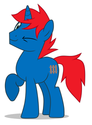Size: 3137x4260 | Tagged: safe, artist:creedyboy124, oc, oc only, oc:train track, pony, unicorn, g4, looking at you, male, one eye closed, simple background, smiling, solo, stallion, transparent background, vector, wink, winking at you