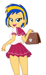 Size: 1212x1974 | Tagged: safe, artist:mlpfan3991, oc, oc only, oc:flare spark, human, equestria girls, g4, bag, clothes, female, holding, school uniform, simple background, solo, transparent background