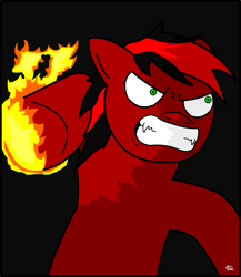 Size: 1935x2225 | Tagged: safe, artist:rakesuk, oc, oc only, oc:powerflame, pony, black background, fire, simple background, solo