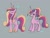 Size: 1024x782 | Tagged: safe, artist:petaltwinkle, princess cadance, alicorn, earth pony, pony, g4, age progression, bow, duality, eyes closed, female, filly, filly cadance, gray background, hair bow, long mane, mare, older, signature, simple background, smiling, solo, tail, tail bow, teen princess cadance, teenager, time paradox, younger