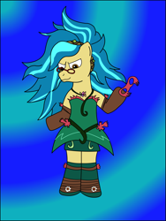 Size: 2449x3265 | Tagged: safe, artist:rakesuk, gaea everfree, oc, oc only, oc:ferb fletcher, pony, bipedal, clothes, costume, crossdressing, high res, male, solo, stallion