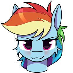 Size: 6050x6050 | Tagged: safe, artist:dacaoo, rainbow dash, pegasus, pony, g4, :3, blushing, boykisser, cheek fluff, cute, dashabetes, female, mare, simple background, solo, transparent background