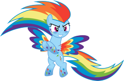 Size: 2961x1929 | Tagged: dead source, safe, artist:strawberry-pannycake, rainbow dash, pegasus, pony, g4, season 4, twilight's kingdom, colored wings, crossed arms, crossed hooves, crossed legs, design, determination, determined, determined face, determined look, determined smile, dragon ball, fanart, female, gradient hooves, grin, lightning, magenta eyes, mare, multicolored mane, multicolored tail, multicolored wings, rainbow power, rainbow power-ified, rainbow wings, simple background, smiling, solo, spread wings, striped mane, striped tail, super saiyan, tail, transparent background, vector, wings