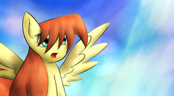 Size: 1960x1080 | Tagged: safe, artist:dshou, oc, oc only, oc:shooting star, pegasus, pony, :o, bust, open mouth, solo, spread wings, surprised, wings
