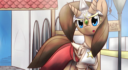 Size: 1960x1080 | Tagged: safe, artist:dshou, oc, oc only, bicorn, pony, armor, helmet, horn, multiple horns, open mouth, solo