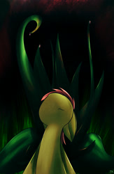 Size: 1250x1920 | Tagged: safe, artist:dshou, oc, oc only, pony, 30 minute art challenge, bust, dark, looking up, solo, vine