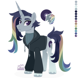 Size: 1920x1920 | Tagged: safe, artist:kabuvee, oc, oc only, oc:kai, pony, unicorn, clothes, hoodie, male, simple background, solo, stallion, transparent background