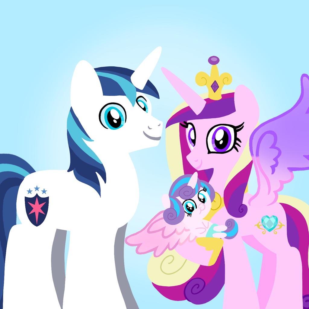 [alicorn,baby,baby pony,carrying,crown,family,female,filly,foal,jewelry,looking at you,male,mare,pony,princess cadance,safe,shining armor,shipping,stallion,straight,unicorn,height difference,regalia,shiningcadance,husband and wife,smiling,smiling at you,princess flurry heart,artist:mlplary6,physique difference]