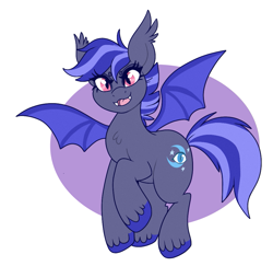 Size: 981x954 | Tagged: safe, artist:lulubell, oc, oc only, oc:night watch, bat pony, pony, abstract background, fangs, open mouth, simple background, solo, spread wings, white background, wings