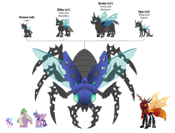 Size: 4000x3043 | Tagged: safe, artist:aleximusprime, princess flurry heart, queen chrysalis, spike, twilight sparkle, oc, alicorn, changeling, dragon, insect, moth, mothling, original species, pony, flurry heart's story, g4, big crown thingy, bow, changeling brute, changeling drone, changeling elite, changeling oc, changeling spy, chunkling, combined form, combiner, compound eyes, element of magic, fat, fat spike, female, filly, final form, foal, fusion, hyper chrysalis, insect wings, insectoid, jewelry, male and female, mare, merge, merged form, red changeling, regalia, scale, simple background, size chart, size comparison, spread wings, stinger, transparent background, twilight sparkle (alicorn), upgrade, wings