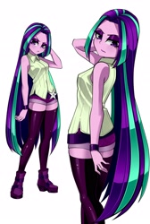 Size: 2034x3034 | Tagged: safe, artist:nekojackun, aria blaze, human, equestria girls, g4, clothes, high res, long hair, looking at you, simple background, socks, thigh highs, thigh socks, white background, wrist cuffs