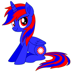 Size: 1140x1127 | Tagged: safe, artist:stephen-fisher, oc, oc only, oc:stephen (stephen-fisher), alicorn, pony, alicorn oc, horn, looking at you, simple background, sitting, smiling, smiling at you, solo, transparent background, wings