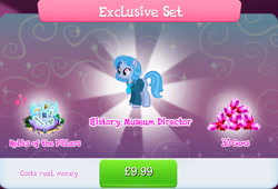 Size: 1268x861 | Tagged: safe, gameloft, idw, primary source, pony, unicorn, g4, my little pony: magic princess, official, bundle, bush, clothes, costs real money, english, exclusive set, female, flower, gem, horn, idw showified, mare, mistmane's flower, mobile game, numbers, rockhoof's shovel, sale, shield, shovel, solo, starswirl's book, text