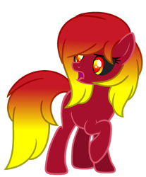 Size: 900x1086 | Tagged: safe, artist:raini-bases, artist:xx-chanour, oc, oc only, oc:paragon ire, earth pony, pony, base used, black sclera, female, gradient eyes, gradient mane, mare, open mouth, raised hoof, simple background, solo, standing, transparent background