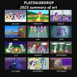 Size: 2048x2048 | Tagged: safe, artist:platinumdrop, applejack, captain celaeno, derpy hooves, dinky hooves, fluttershy, lily longsocks, minty (g4), pinkie pie, pipsqueak, potion nova, princess luna, rainbow dash, rainbow harmony, rarity, raspberry dazzle, spike, starlight glimmer, sunset shimmer, tempest shadow, toola roola, twilight sparkle, alicorn, bird, dragon, earth pony, ornithian, pegasus, pony, shark, unicorn, anthro, 28 pranks later, g3, g4, g4.5, my little pony: pony life, the best night ever, bandana, basket, blue eyes, campfire, caroling, christmas, christmas tree, clothes, commission, cookie zombie, cropped, crying, cute, dialogue, dice, dress, ear piercing, earring, equestria's best daughter, equestria's best mother, eyepatch, fear, female, flowery meadow, flying, food, frankie foster, front view, g4.5 to g4, gala dress, generation leap, gloves, glowing, glowing horn, happy, hearth's warming eve, high res, holding breath, holiday, horn, imminent death, jewelry, light, looking at you, magic, male, mane six, mare, marshmallow, monopoly, mouth hold, night, ocean, piercing, pink mane, pink tail, pirate, pirate ship, plank, playing, puffy cheeks, purple mane, red mane, request, rope, s'mores, scared, smiling, solo, speech, speech bubble, swimming, sword, tail, talking, tiara, tied up, tonka, tonka trucks, tree, twilight sparkle (alicorn), underwater, unicorn twilight, wall of tags, water, weapon, wings, yellow coat